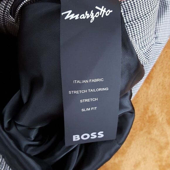 HUGO BOSS Bomber Jacket Mens Size 46 R Black Houndstooth Zip Up HANRY WING $595 - Picture 7 of 11